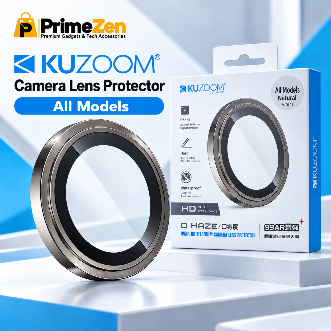 KUZOOM 99AR HD Titanium Camera Lens Protector for iPhone Series Model