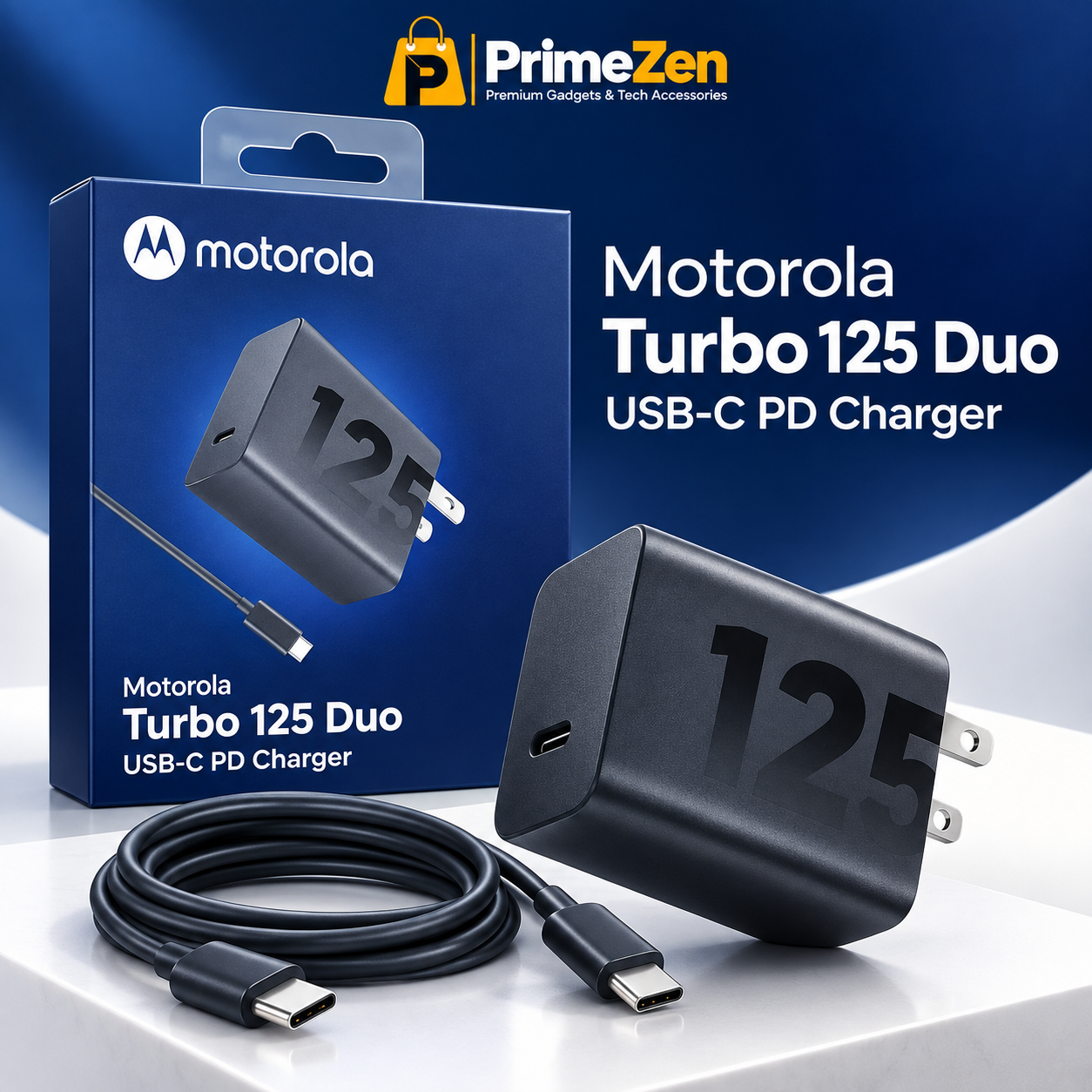 Motorola TurboPower 125W Duo Charger with USB-C Cable